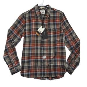 Denim & Flower Plaid Flannel Shirt Men's Size S Red Black Gray Button  Up NWT